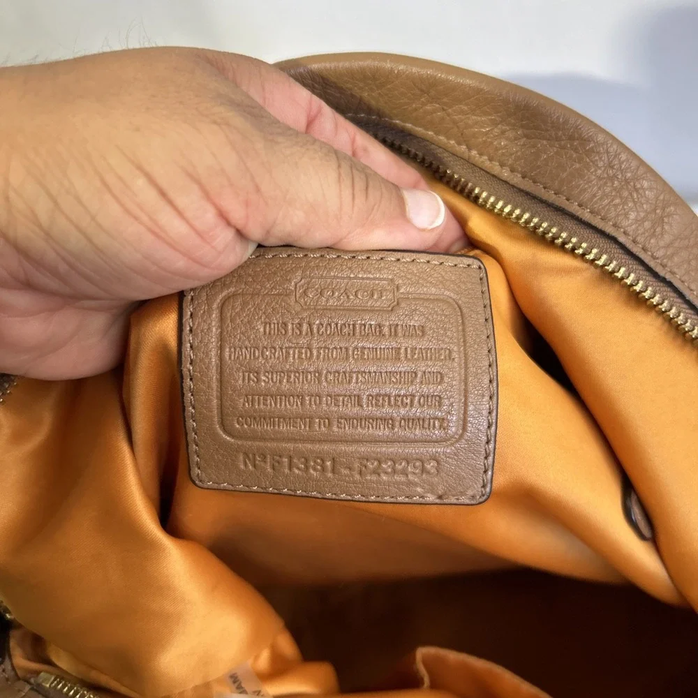 COACH #F23293  Pebble Brown Leather Hobo 2Way Shoulder/Hand Bag
